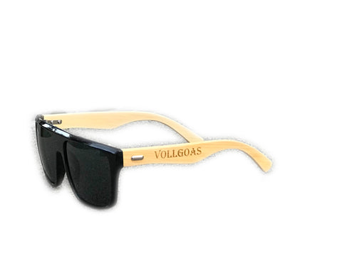 VOLLGOAS Bambus Sonnenbrille Set mit 1 Flasche Vollgoas 0,33l